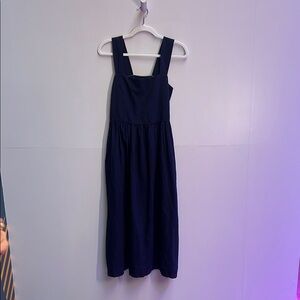 Uniqlo Navy Blue Smocked Dress | Size M | Cottage core summer dress pockets cute